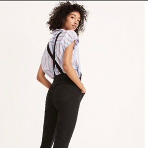 Madewell cross back black overalls
